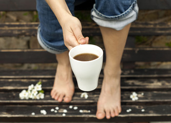 Coffee on the bench