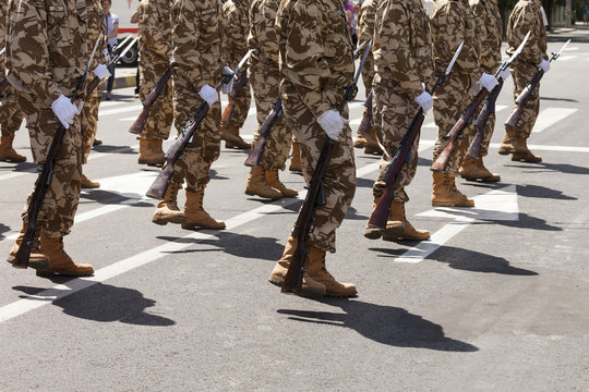 Soldier Walking Towards Camera