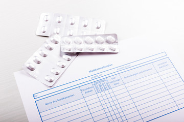 Medikamentenplan mit Tablettenblister