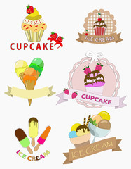 ice cream and cupcakes with place for the text