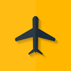 Plane, airplane icon. Flat design.