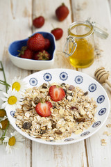 Muesli with fresh strawberry