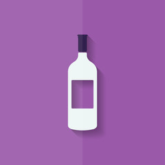 Wine bottle icon. Flat design.