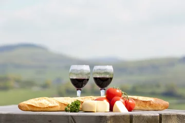 Rolgordijnen Wein, Käse und Brot © by-studio
