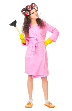 Housewife with plunger isolated