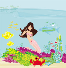 Obraz na płótnie Canvas Illustration of a Beautiful mermaid