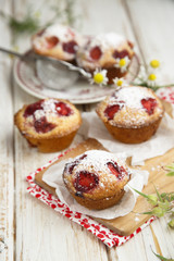 Strawberry and vanilla muffins
