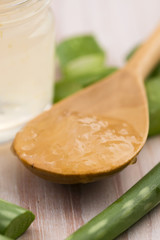 aloe vera juice with fresh leaves