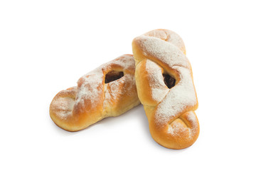  Sweet buns on white background