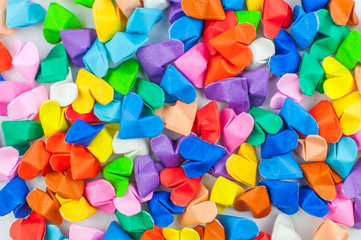 Colorful origami heart background