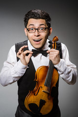 Funny violin player with fiddle