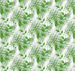 Colorful green leaves on white seamless background