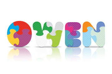 Vector OWEN written with alphabet puzzle