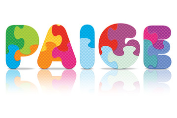 Vector PAIGE written with alphabet puzzle