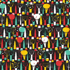 Trees seamless pattern tapestry in colors