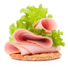 sandwich with pork ham on white background  cutout