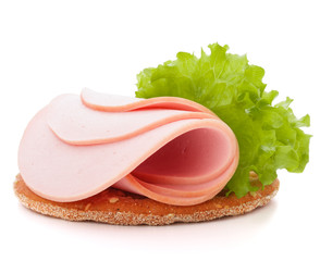 sandwich with pork ham on white background  cutout