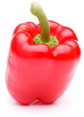 Red sweet bell pepper isolated on white background cutout