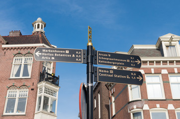 signpost in amsterdam