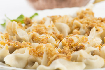Close up of Traditional Turkish Food Manti