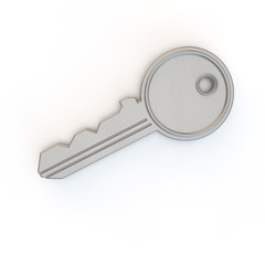 key from above looking down on white background