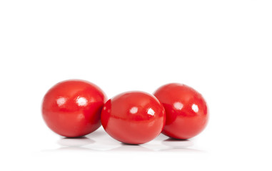 Red Easter eggs isolated on white