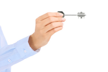 Woman giving key