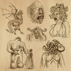 Myths and Legendary monsters - vector set no.1 - obrazy, fototapety, plakaty