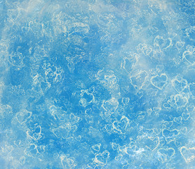 Frozen icebound hearts in a ice crystal