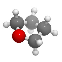 Tetrahydrofuran (THF) solvent molecule, chemical structure.