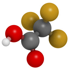 Trifluoroacetic acid (TFA) molecule, chemical structure.