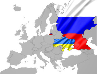 Fototapeta premium Ukraine- Russland Karte 5