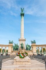 Fototapeta na wymiar BUDAPEST, HUNGARY - SEP 29: Tourists visit Millennium Monument i