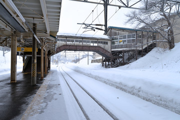 Train station in winter time.