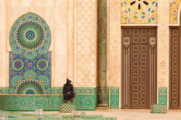 Garden poster Morocco Casablanca, Morocco: Ornate exterior brass door of Hassan II Mos