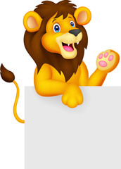 Lion cartoon with blank sign