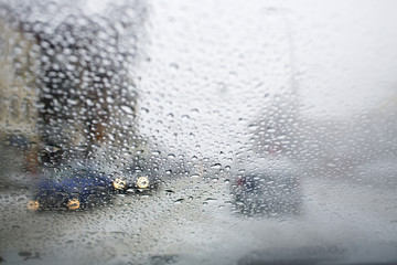rainy window in traffic