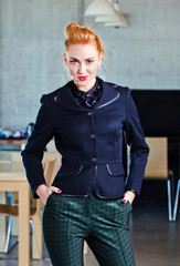 young beautiful woman in  black jacket