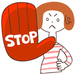 止める若い女性（上半身）