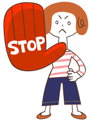 止める若い女性