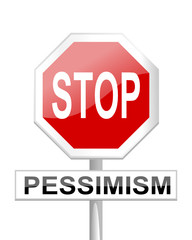 Red stop sign with a table pessimism - vector
