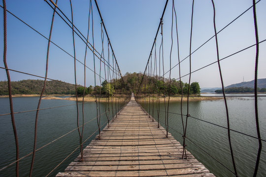 Fototapeta rope bridge to the island