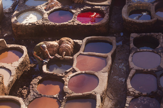 Tanneries of Fes, Morocco, Africa
