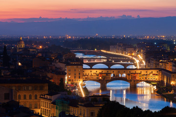 Fototapeta na wymiar Florence, ITALY, SEPTEMBER 20: Ponte Vecchio in night over Arno