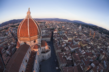 Fototapeta na wymiar View of the Duomo and the town of Florence, in the Italian Tusca