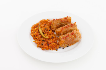 Meat rolls in vine leaves 