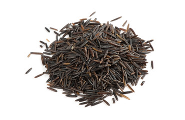 raw wild rice isolated on white background