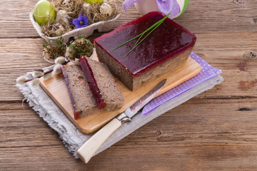 purifies pie with mushrooms and wild cranberries
