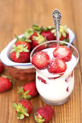 milk and strawberries