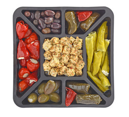 Antipasti platter  isolated on white background